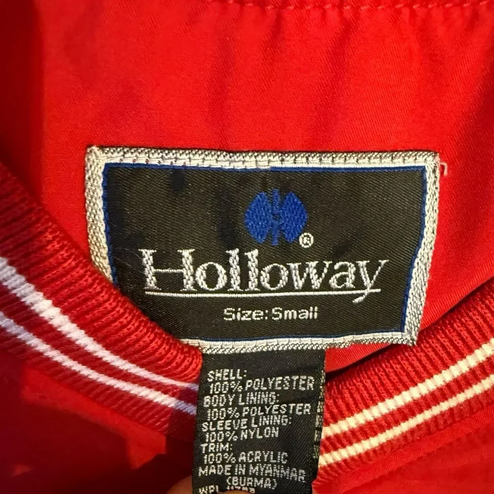Vintage Holloway YMCA Red Pullover Windbreaker Bomber Unisex Jacket Size Small